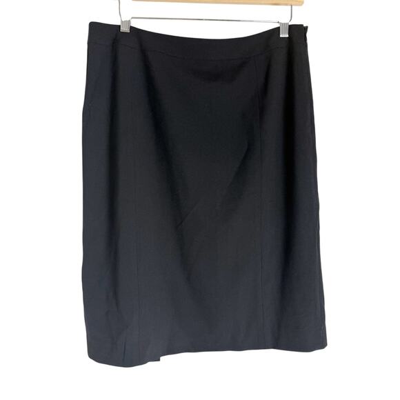 Lafayette 148 New York Black Virgin Wool Knee Length Pencil Skirt Size 12 - Picture 1 of 9